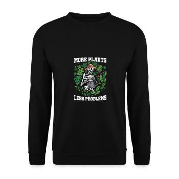 More Plants Less Problems Gardening Gardener Horti - Unisex Pullover - Schwarz - Vorne - Alina (178cm) & Michal (187cm)
