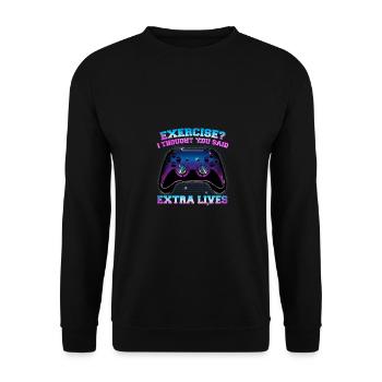 Exercise I Thought You Said Extra Lives Gaming Gam - Unisex Pullover - Schwarz - Vorne - Alina (178cm) & Michal (187cm)