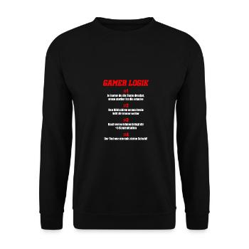 Gamer Logik Videospieler Gamer Gaming Zocken Zocke - Unisex Pullover - Schwarz - Vorne - Alina (178cm) & Michal (187cm)