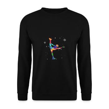Retro Graphic Ice Skating Figure Skater Ice Skater - Unisex Pullover - Schwarz - Vorne - Alina (178cm) & Michal (187cm)
