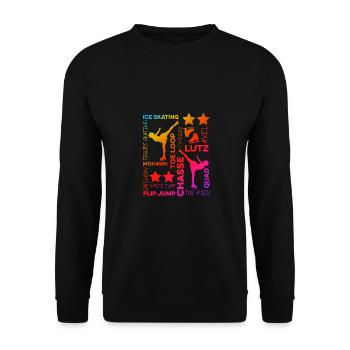Retro Graphic Ice Skating Figure Skater Ice Skater - Unisex Pullover - Schwarz - Vorne - Alina (178cm) & Michal (187cm)