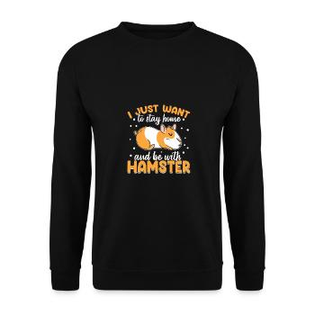 I Just Want To Stay At Home And Be With My Hamster - Unisex Pullover - Schwarz - Vorne - Alina (178cm) & Michal (187cm)