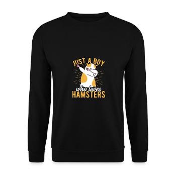 Just A Boy Who Loves Hamster Hamster Owner Pet Lov - Unisex Pullover - Schwarz - Vorne - Alina (178cm) & Michal (187cm)