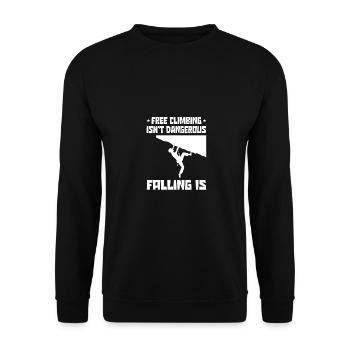 Free Climbing Is Not Dangerous Falling Is Boulderi - Unisex Pullover - Schwarz - Vorne - Alina (178cm) & Michal (187cm)
