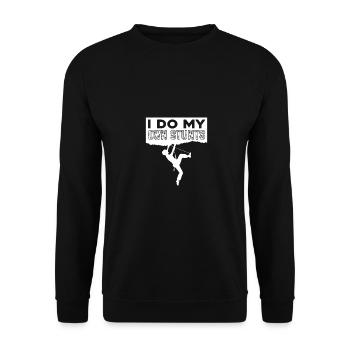 I Do My Own Stunt Bouldering Rock Climbing Climber - Unisex Pullover - Schwarz - Vorne - Alina (178cm) & Michal (187cm)