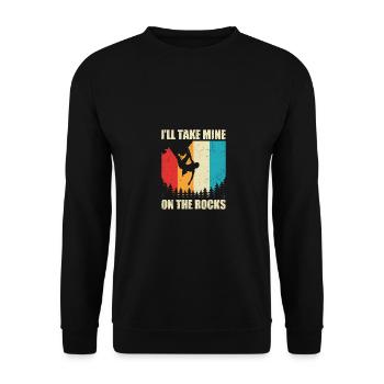 I'll Take Mine On The Rocks Bouldering Boulder Cli - Unisex Pullover - Schwarz - Vorne - Alina (178cm) & Michal (187cm)