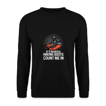 If It Involves Hiking Boots Count Me In Hiking Tre - Unisex Pullover - Schwarz - Vorne - Alina (178cm) & Michal (187cm)