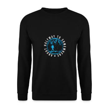 Halfway To Somewhere About Hiking Trekking Hiker N - Unisex Pullover - Schwarz - Vorne - Alina (178cm) & Michal (187cm)