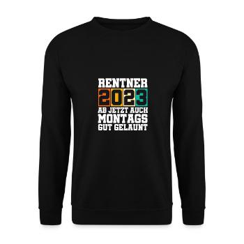 Rentner 2023 Ab Jetzt Auch Montags Gut Gelaunt Ren - Unisex Pullover - Schwarz - Vorne - Alina (178cm) & Michal (187cm)