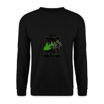 Echte Jungs Fahren Motocross Motorradfahrer Enduro - Unisex Pullover - Schwarz - Vorne - Alina (178cm) & Michal (187cm)