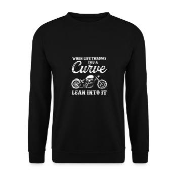 When Life Throws You A Curve Lean Into It Motorcyc - Unisex Pullover - Schwarz - Vorne - Alina (178cm) & Michal (187cm)