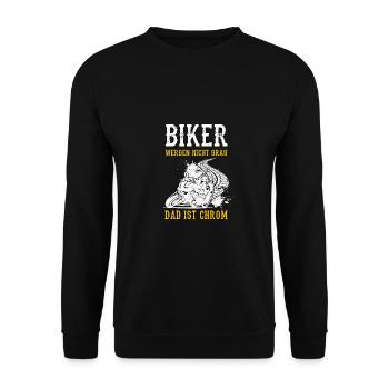 Biker Werden Nicht Grau Das Ist Chrom Motorradfahr - Unisex Pullover - Schwarz - Vorne - Alina (178cm) & Michal (187cm)
