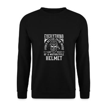 Everything Looks Better From Inside Of A Motorcycl - Unisex Pullover - Schwarz - Vorne - Alina (178cm) & Michal (187cm)
