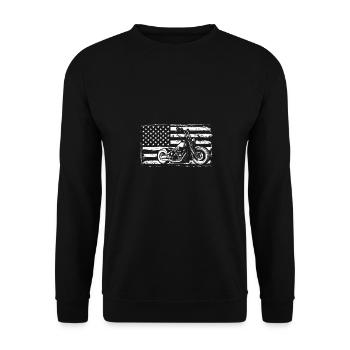 Retro Graphic Motorcycle Rider Motorcyclist Biker - Unisex Pullover - Schwarz - Vorne - Alina (178cm) & Michal (187cm)