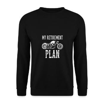 My Retirement Plan Biker Motorcycle Rider Motorbik - Unisex Pullover - Schwarz - Vorne - Alina (178cm) & Michal (187cm)