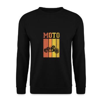Retro Graphic Motorcycle Rider Motorcyclist Biker - Unisex Pullover - Schwarz - Vorne - Alina (178cm) & Michal (187cm)