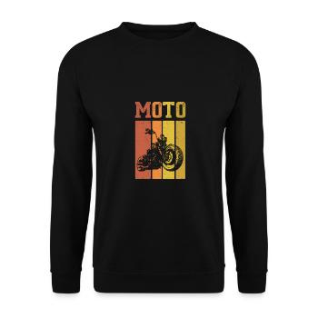 Retro Graphic Motorcycle Rider Motorcyclist Biker - Unisex Pullover - Schwarz - Vorne - Alina (178cm) & Michal (187cm)