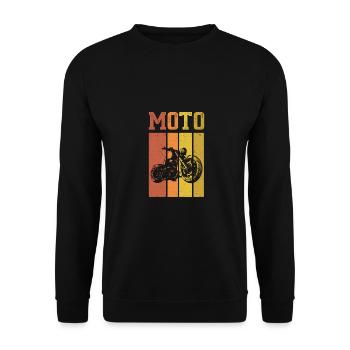 Retro Graphic Motorcycle Rider Motorcyclist Biker - Unisex Pullover - Schwarz - Vorne - Alina (178cm) & Michal (187cm)