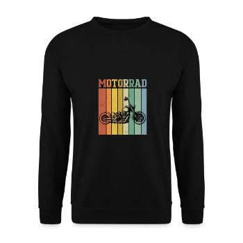 Retro Grafik Motorradfahrer Motorrad Fahren Biker - Unisex Pullover - Schwarz - Vorne - Alina (178cm) & Michal (187cm)