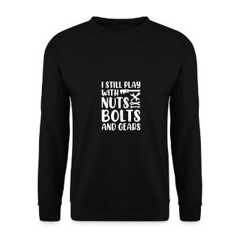 I Still Play With Nuts Bolts And Gears Car Lover M - Unisex Sweatshirt - black - Front - Alina (178cm) & Michal (187cm)