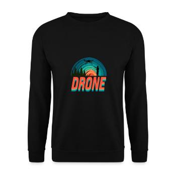 Retro Graphic Drone Flying Quadcopter Pilot RC Dro - Unisex Sweatshirt - black - Front - Alina (178cm) & Michal (187cm)