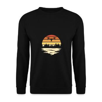 Retro Graphic Drone Flying Quadcopter Pilot RC Dro - Unisex Sweatshirt - black - Front - Alina (178cm) & Michal (187cm)