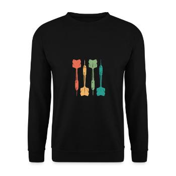 Retro Graphic Dart Player Darts Dartboard Bullseye - Unisex Sweatshirt - black - Front - Alina (178cm) & Michal (187cm)