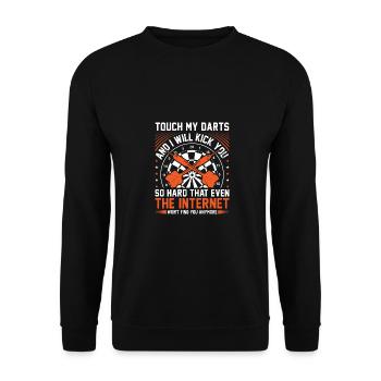 Touch My Darts And I Will Kick You Dart Player Dar - Unisex Sweatshirt - black - Front - Alina (178cm) & Michal (187cm)