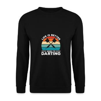 Life Is Better When I'm Throwing Darts Darting Dar - Unisex Sweatshirt - black - Front - Alina (178cm) & Michal (187cm)