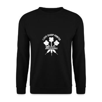 I Love Sharp Pointed Missiles Dart Player Darts Da - Unisex Sweatshirt - black - Front - Alina (178cm) & Michal (187cm)
