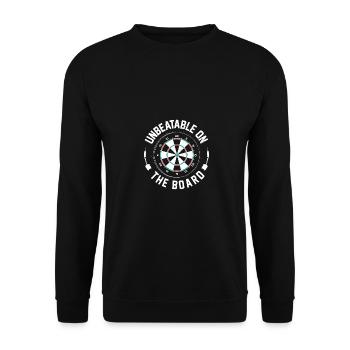 Unbeatable On The Board Dart Player Darting Darts - Unisex Sweatshirt - black - Front - Alina (178cm) & Michal (187cm)