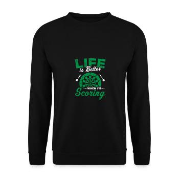 Life Is Better When I'm Darting Dart Player Darts - Unisex Sweatshirt - black - Front - Alina (178cm) & Michal (187cm)