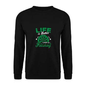 Life Is Better When I'm Fishing Dart Player Darts - Unisex Sweatshirt - black - Front - Alina (178cm) & Michal (187cm)