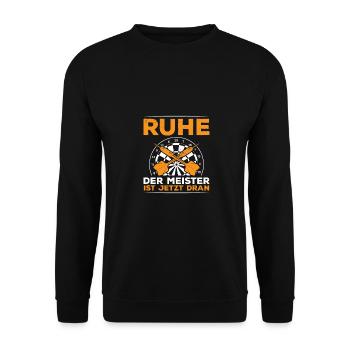 Ruhe Der Meister Ist Jetzt Dran Dartspieler Darter - Unisex Pullover - Schwarz - Vorne - Alina (178cm) & Michal (187cm)
