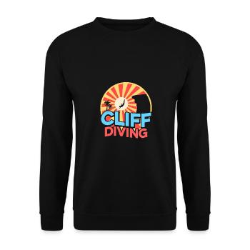 Retro Graphic Cliff Diver Cliff Diving Tombstoning - Unisex Sweatshirt - black - Front - Alina (178cm) & Michal (187cm)