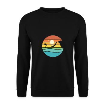 Retro Graphic Cliff Diver Cliff Diving Tombstoning - Unisex Sweatshirt - black - Front - Alina (178cm) & Michal (187cm)