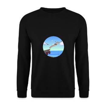 Retro Graphic Cliff Diver Cliff Diving Tombstoning - Unisex Sweatshirt - black - Front - Alina (178cm) & Michal (187cm)