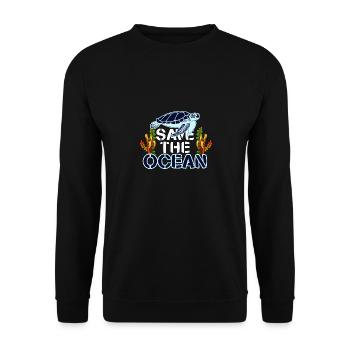 Schildkröte, Rettet das Meer, Rettet den Ocean - Unisex Pullover - Schwarz - Vorne - Alina (178cm) & Michal (187cm)