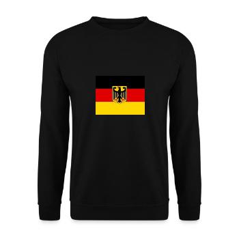 Deutschland Flagge mit Adler - Unisex Pullover - Schwarz - Vorne - Alina (178cm) & Michal (187cm)