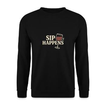 Sip Happens – Wine Lover Design - Unisex Sweatshirt - black - Front - Alina (178cm) & Michal (187cm)