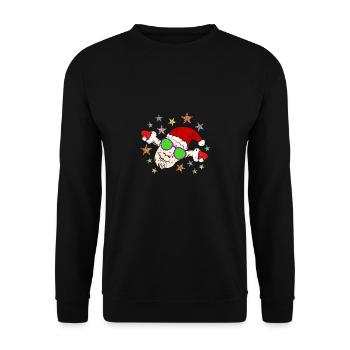 Funny Christmas Goat | Nikolaus Ziege - Unisex Pullover - Schwarz - Vorne - Alina (178cm) & Michal (187cm)