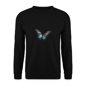 schmetterling ,Pailletten,gold,metallisch - Unisex Pullover - Schwarz - Vorne - Alina (178cm) & Michal (187cm)