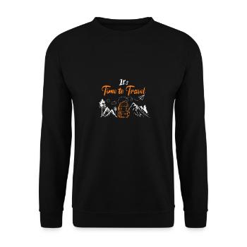 Es ist Zeit um zu verreisen, Urlaub genießen - Unisex Pullover - Schwarz - Vorne - Alina (178cm) & Michal (187cm)
