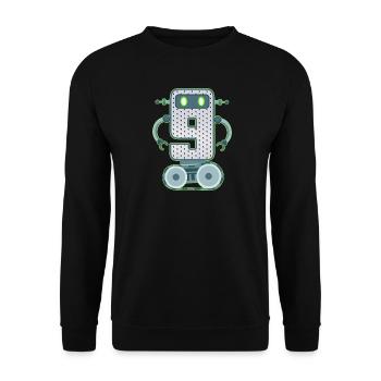 9ème anniversaire d’un petit robot de 9 ans de technologie - Sweat-shirt Unisexe - noir - Devant - Alina (178cm) & Michal (187cm)