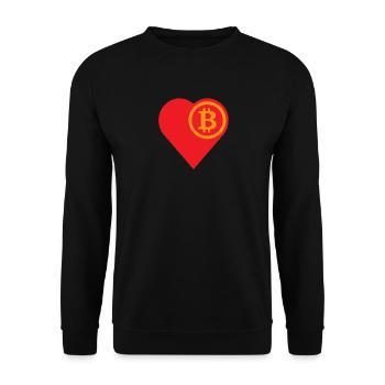 Bitcoin Herz - Unisex Pullover - Schwarz - Vorne - Alina (178cm) & Michal (187cm)