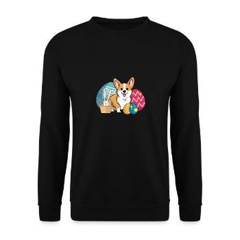 Easter Dog Pembroke Welsh Corgi Rabbit Ears - Unisex Sweatshirt - black - Front - Alina (178cm) & Michal (187cm)