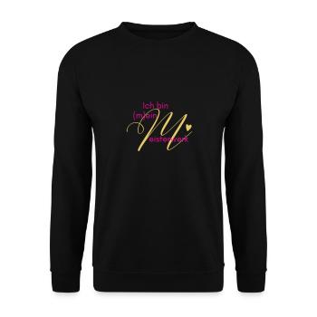 Ich bin (m)ein Meisterwerk - Unisex Pullover - Schwarz - Vorne - Alina (178cm) & Michal (187cm)