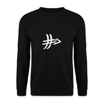 Rautenpfeil: Der Hashtag mit dem gewissen Etwas - Unisex Pullover - Schwarz - Vorne - Alina (178cm) & Michal (187cm)