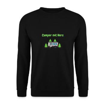 Camper mit Herz - Unisex Pullover - Schwarz - Vorne - Alina (178cm) & Michal (187cm)