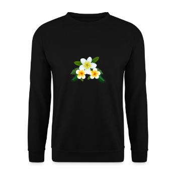 Frangipani Tempelbaum Plumeria Frangipani Blume - Unisex Pullover - Schwarz - Vorne - Alina (178cm) & Michal (187cm)